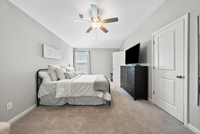 2013 Hereford Ln, Columbus, GA 31904 - bedroom with vaulted ceiling, light carpet, baseboards, and ceiling fan
