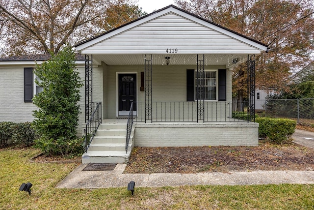 bungalow-style home featuring a porch