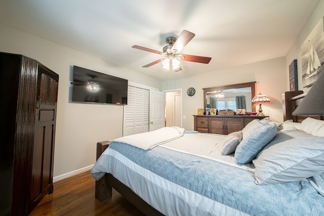 3422 Malatche Dr, Columbus, GA 31907 - bedroom featuring wood finished floors, ceiling fan, and a closet