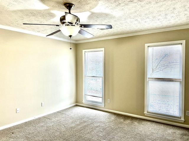 7396 Cedar Creek Loop, Columbus, GA 31904 - carpeted spare room with crown molding, a ceiling fan, and baseboards