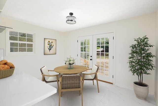 754 Wright Dr, Columbus, GA 31907 - dining room with french doors and light marble finish flooring