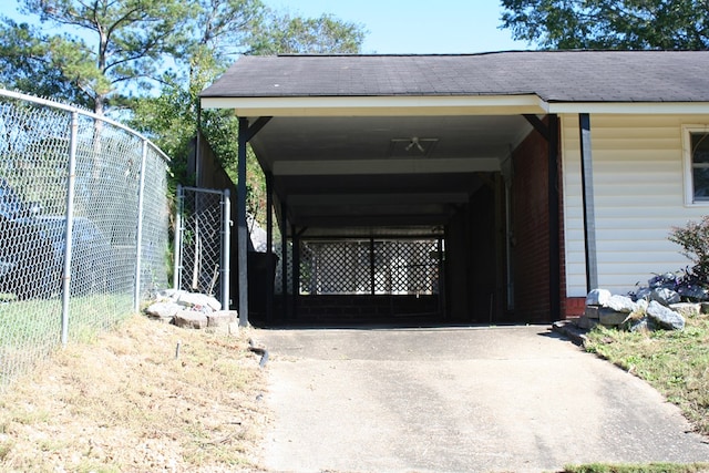 exterior space with a carport