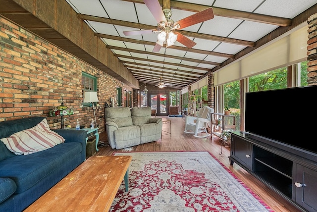 438 Newport Pl, Columbus, GA 31904 - sunroom / solarium with a wooden deck, wood finished floors, and brick wall