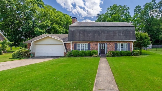 438 Newport Pl, Columbus, GA 31904 - dutch colonial featuring brick siding, a garage, roof with shingles, and a chimney