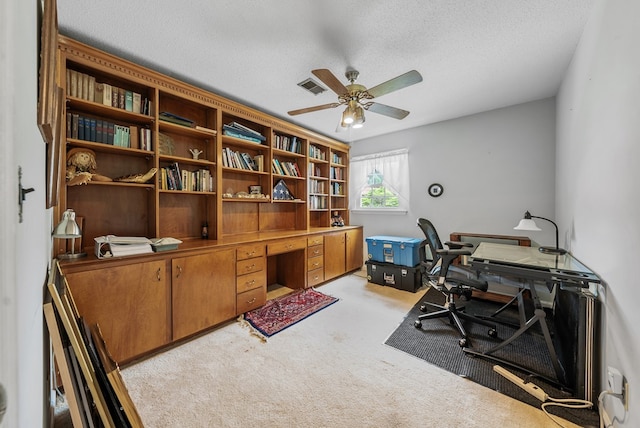 438 Newport Pl, Columbus, GA 31904 - office featuring a ceiling fan, light colored carpet, and a textured ceiling