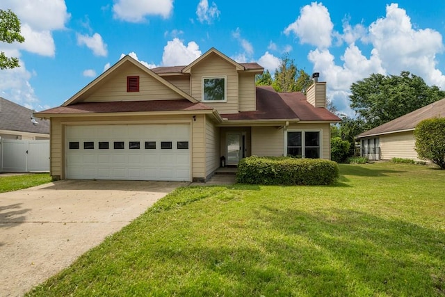 6538 Middleburg Dr, Columbus, GA 31909 - view of front of house featuring a chimney, driveway, an attached garage, and roof with shingles