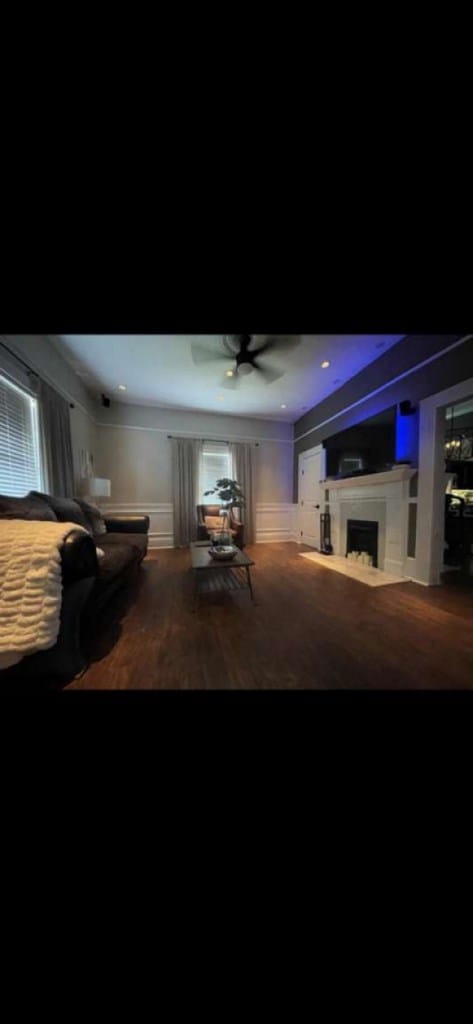 1314 Talbotton Rd, Columbus, GA 31901 - living room with a ceiling fan and a fireplace