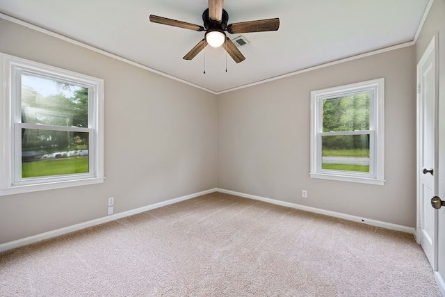 1402 41st St, Columbus, GA 31904 - carpeted spare room with baseboards, ornamental molding, and ceiling fan