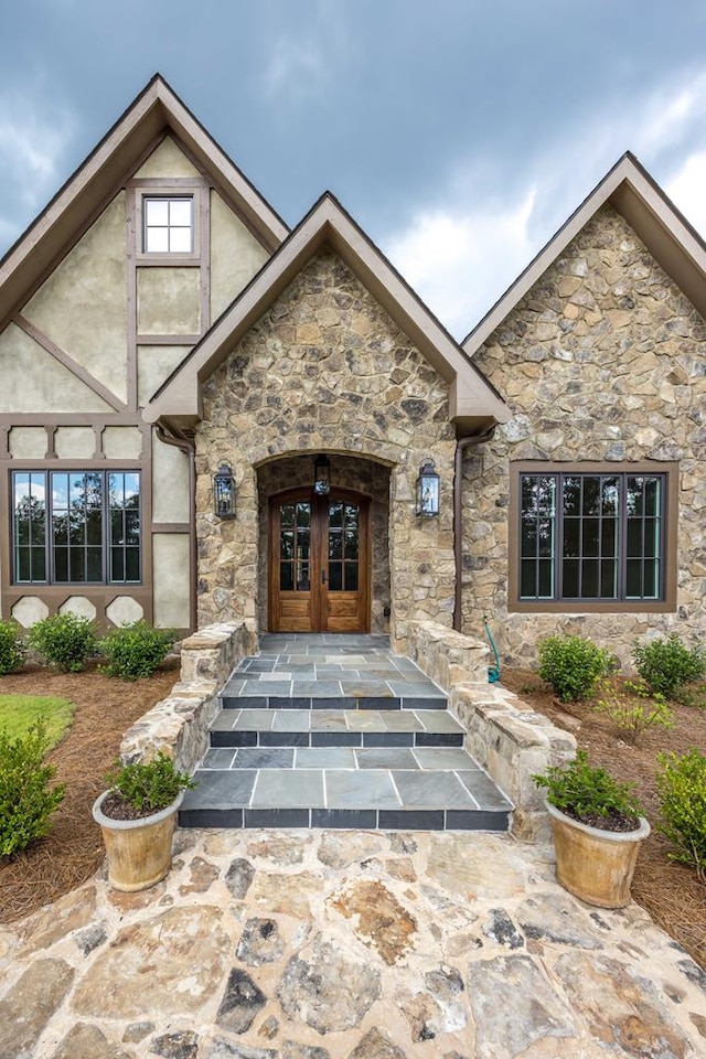 exterior space featuring french doors