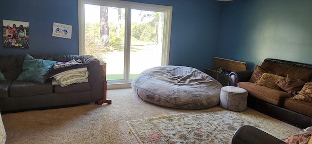 carpeted living room with a healthy amount of sunlight