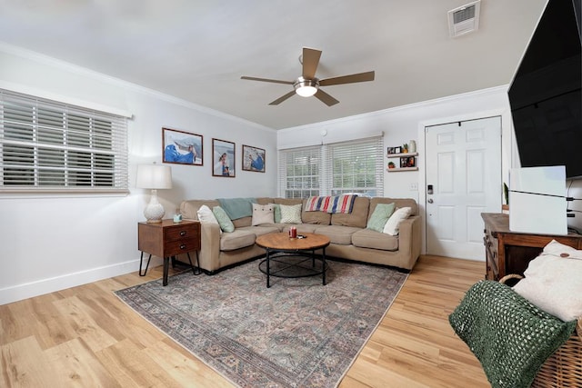 4502 Northwood Ave, Columbus, GA 31907 - living room with ceiling fan, wood finished floors, and ornamental molding