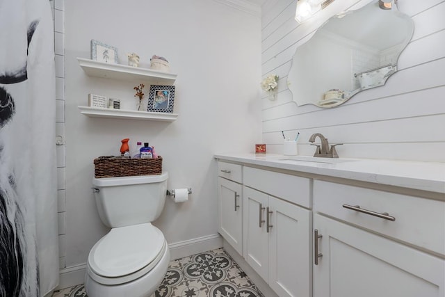 4502 Northwood Ave, Columbus, GA 31907 - bathroom featuring ornamental molding, vanity, tile patterned flooring, and a shower with curtain