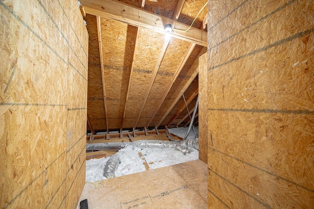 view of unfinished attic