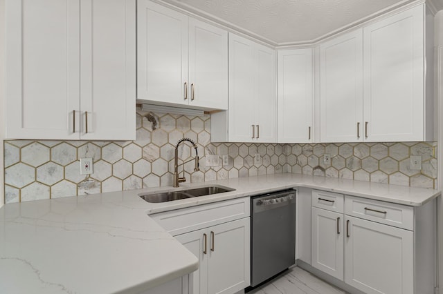 5437 Chatham Woods Ct, Columbus, GA 31907 - kitchen with dishwasher, white cabinets, and light stone countertops