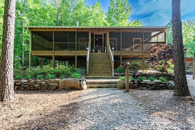 153 N Whatley Rd, Lagrange, GA 30240 - chalet / cabin featuring a sunroom and stairs