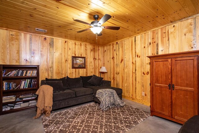 153 N Whatley Rd, Lagrange, GA 30240 - living area featuring wood walls, a ceiling fan, and wood ceiling