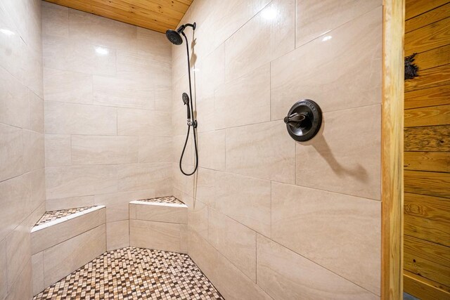 153 N Whatley Rd, Lagrange, GA 30240 - full bath with tiled shower and wooden ceiling