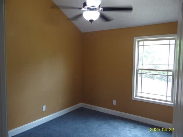1111 Richland Dr, Columbus, GA 31907 - carpeted spare room featuring a ceiling fan, baseboards, and lofted ceiling