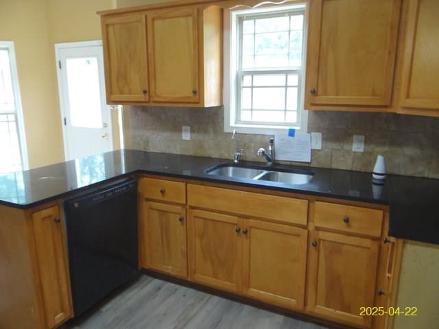 1111 Richland Dr, Columbus, GA 31907 - kitchen with a peninsula, dishwasher, a sink, and backsplash