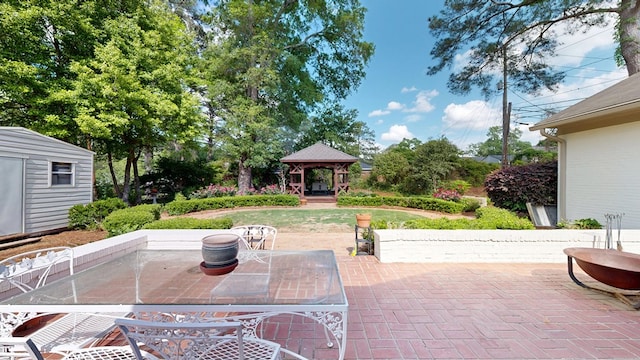 view of patio / terrace featuring a gazebo