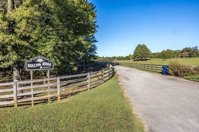 view of street featuring a rural view