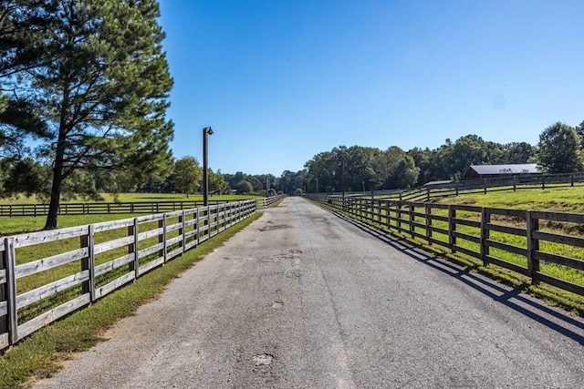 view of street with a rural view