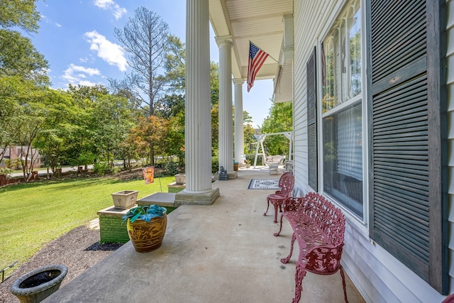 view of patio / terrace featuring covered porch