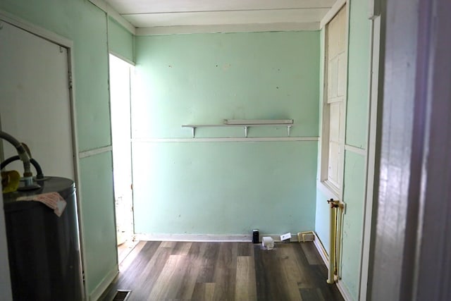 laundry room with wood-type flooring