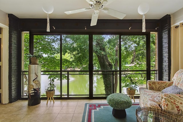 2525 Norris Rd Unit 106, Columbus, GA 31907 - sunroom featuring a water view, plenty of natural light, and a ceiling fan