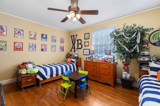 1811 Park Dr, Columbus, GA 31906 - bedroom with wood finished floors, ornamental molding, and a ceiling fan