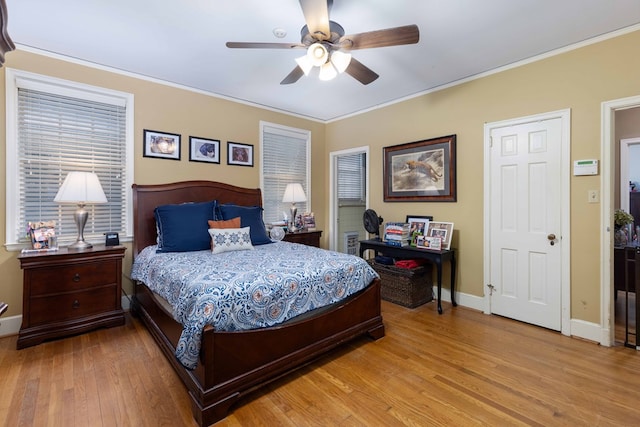 1811 Park Dr, Columbus, GA 31906 - bedroom with light wood finished floors, ornamental molding, and a ceiling fan