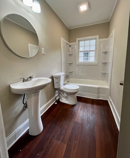 1555 Wells Dr, Columbus, GA 31906 - full bath featuring wood finished floors, shower / tub combination, and ornamental molding