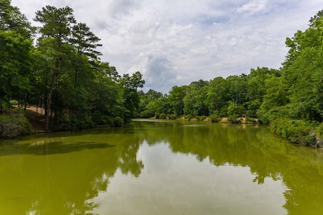 water view featuring a wooded view