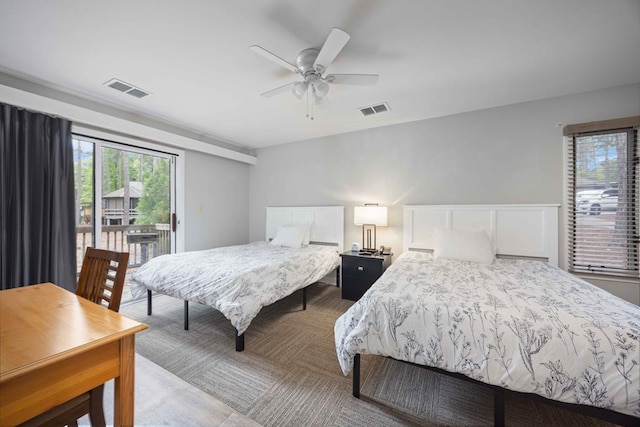 2387 Cedar Ln, Pine Mountain, GA 31822 - bedroom with access to outside and a ceiling fan