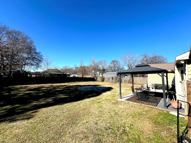 view of yard with a gazebo and a patio