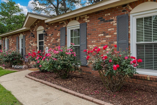 view of property exterior with brick siding