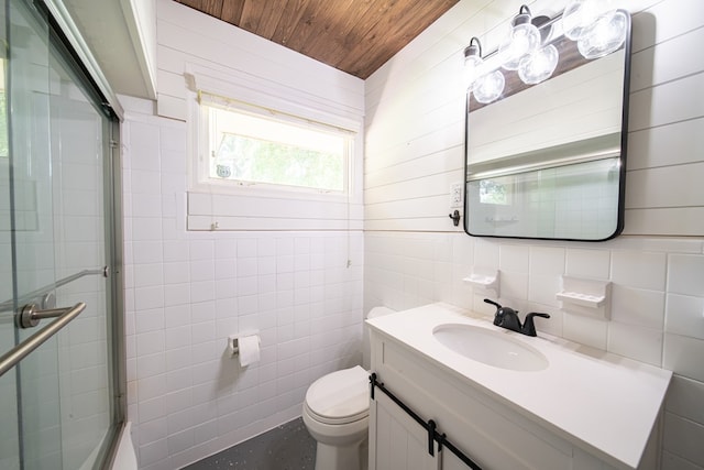 813 Crockett Dr, Columbus, GA 31904 - full bath featuring vanity, wood ceiling, and tile walls