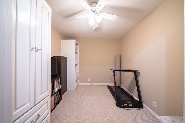 813 Crockett Dr, Columbus, GA 31904 - workout area with light carpet and a ceiling fan