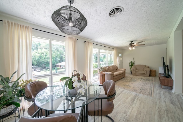 813 Crockett Dr, Columbus, GA 31904 - dining room with a textured ceiling, wood finished floors, a ceiling fan, and a chandelier