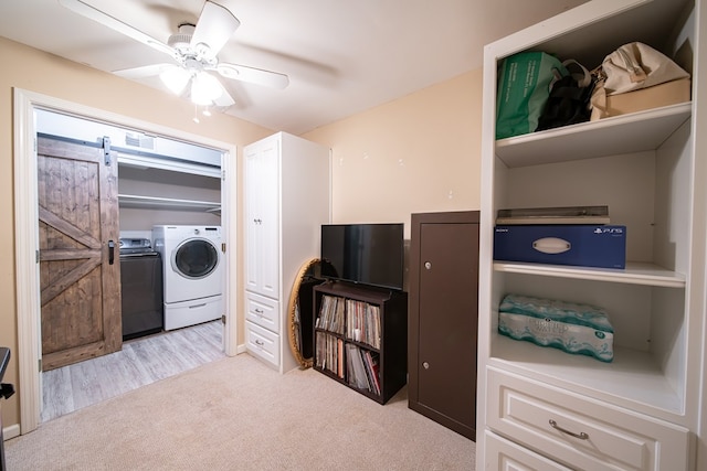 813 Crockett Dr, Columbus, GA 31904 - washroom featuring carpet, ceiling fan, and washer and dryer