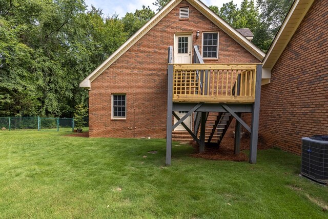 5110 Midland Trce, Columbus, GA 31820 - rear view of property with brick siding, stairway, and a wooden deck