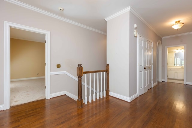 5110 Midland Trce, Columbus, GA 31820 - corridor with an upstairs landing, wood finished floors, ornamental molding, and arched walkways