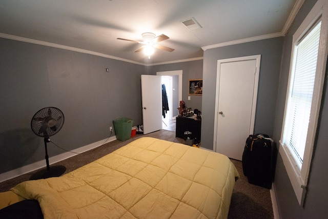 50 Old Opelika Rd, Phenix City, AL 36870 - carpeted bedroom with ceiling fan, crown molding, and baseboards