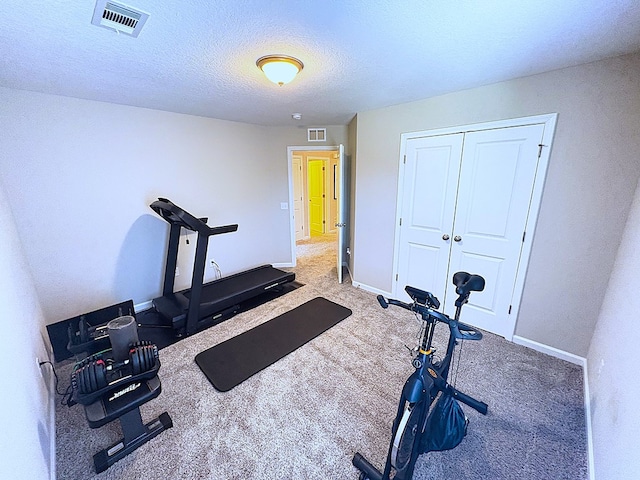 8840 Sullivans Dr, Midland, GA 31820 - workout area with baseboards, carpet floors, and a textured ceiling