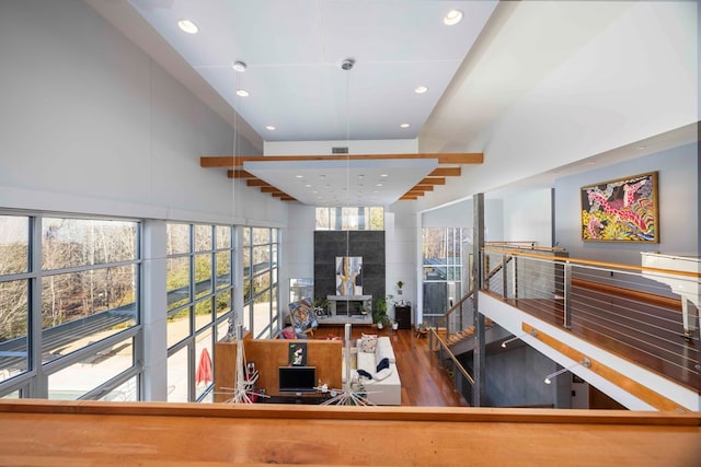 interior space with dark hardwood / wood-style flooring