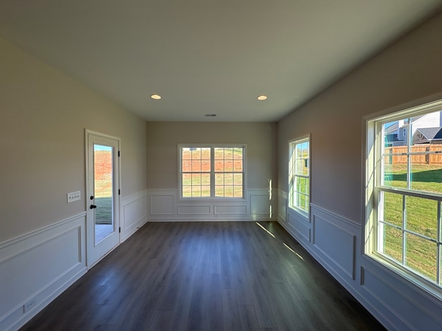 doorway featuring a wealth of natural light and dark wood-type flooring