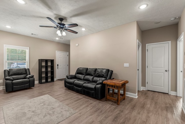 344 Lee Road 2040, Phenix City, AL 36870 - living area featuring ceiling fan, wood finished floors, a textured ceiling, and recessed lighting