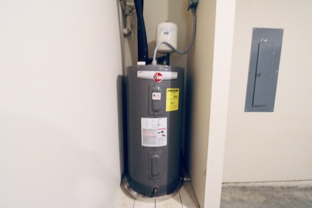 utilities with electric panel and water heater