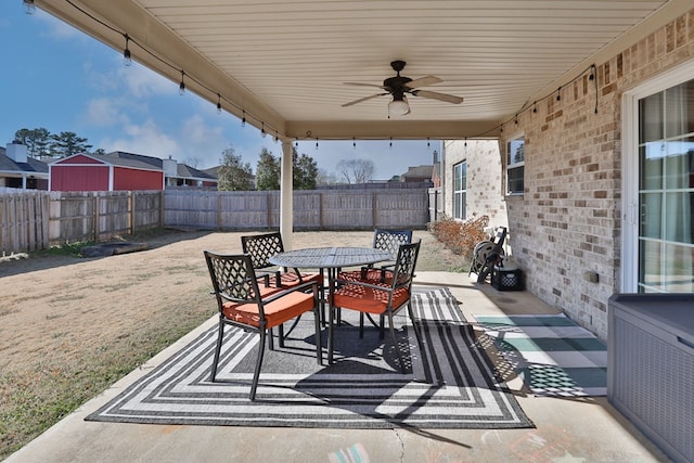 view of patio with ceiling fan