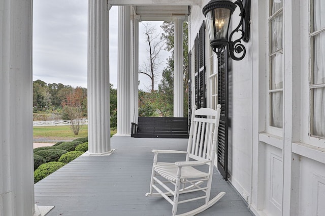 deck with a porch